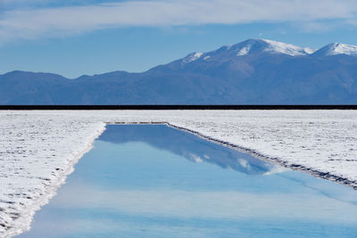 Scenic view of mountain range against cloudy sky