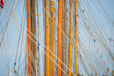 Masts of an old wooden sail ship
