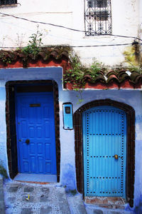 Blue door of building