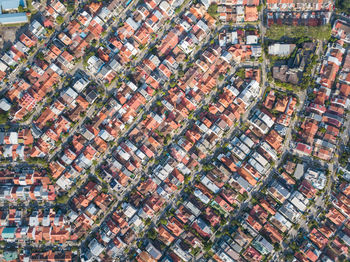 High angle view of buildings in city