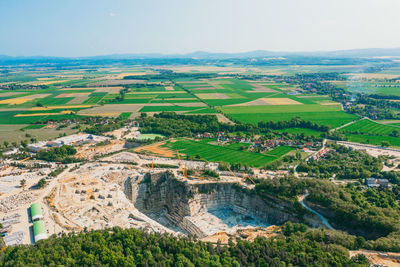 High angle view of townscape against sky