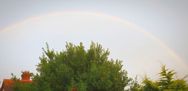 Low angle view of rainbow against sky