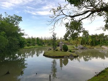 Scenic view of lake against sky