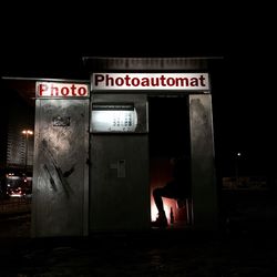 Information sign at night