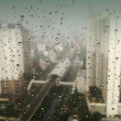 Close-up of water drops on glass