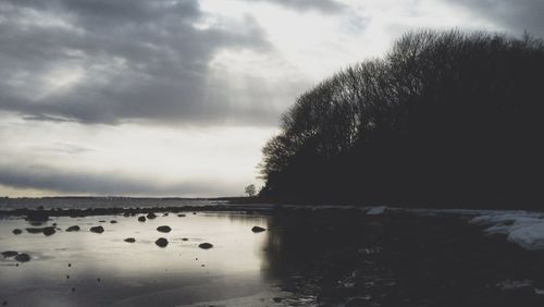 Scenic view of sea against cloudy sky