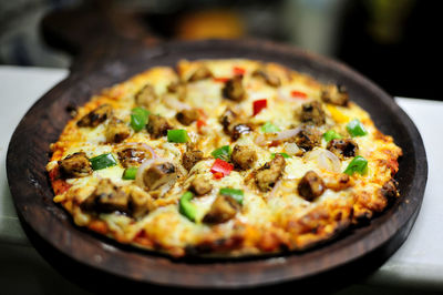 Close-up of food in plate on table