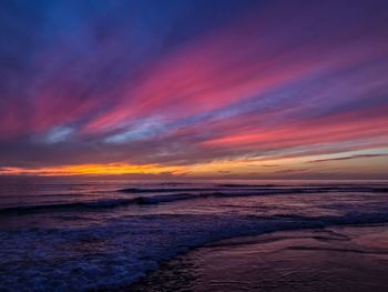 View of sea against cloudy sky during sunset