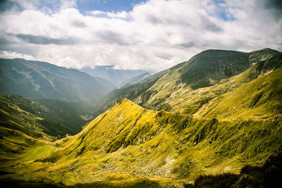 Scenic view of mountains against sky