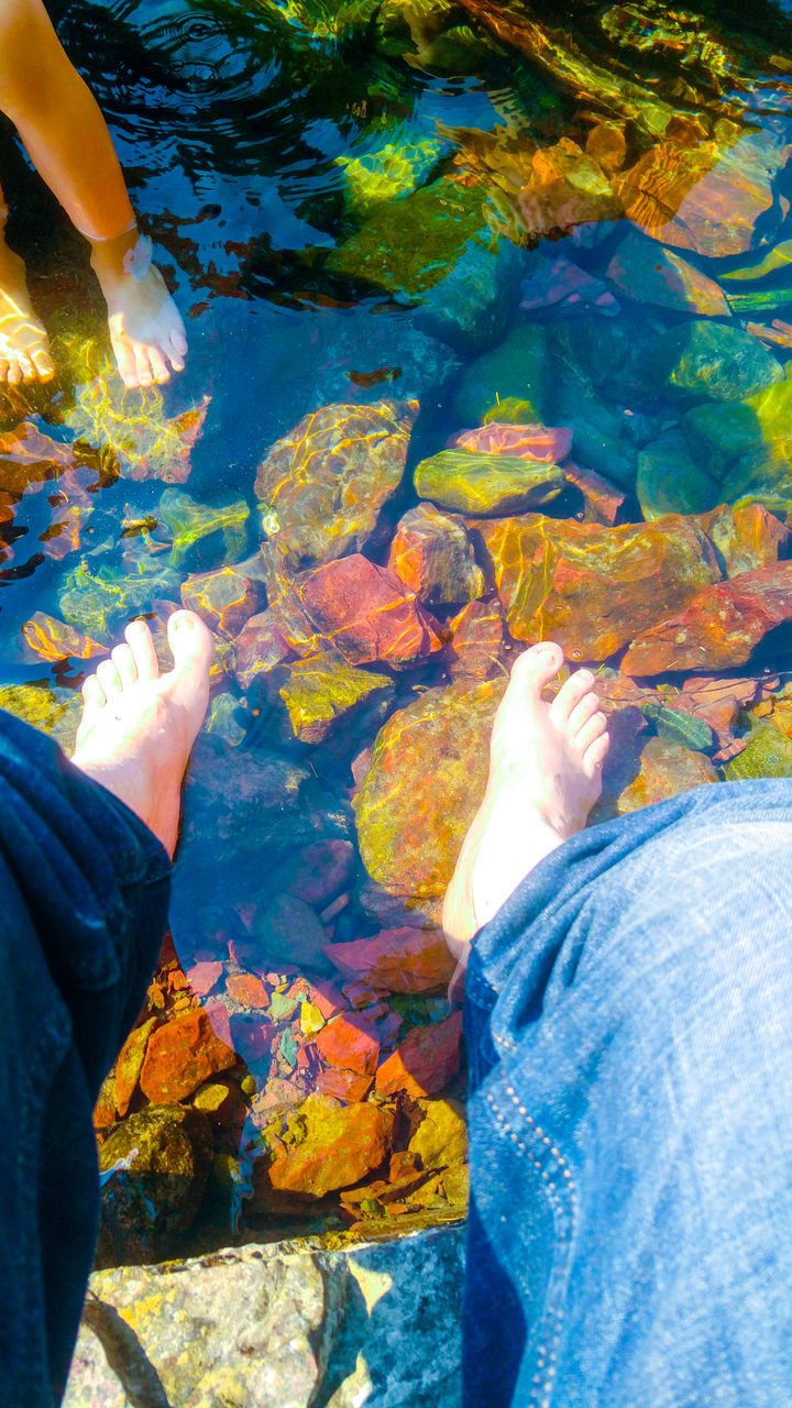 LOW SECTION OF PERSON BY LAKE