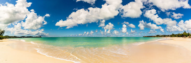 Panoramic view of beach against cloudy sky