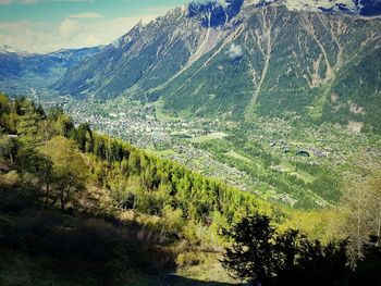 Scenic view of mountains against sky