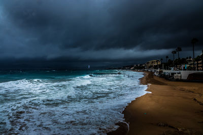 Scenic view of sea against cloudy sky