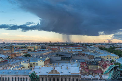 High angle view of townscape against sky