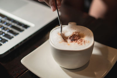 Close-up of coffee on table