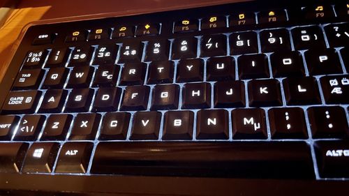 High angle view of computer keyboard