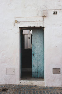 Closed door of building