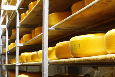 Close-up of cheese on a rack