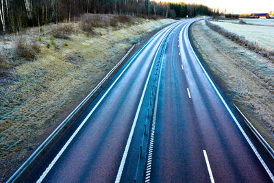 Railroad tracks on road