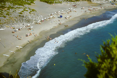 High angle view of people on beach