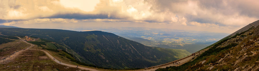 Panoramic view of mountains against sky