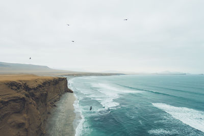 Scenic view of beach against clear sky