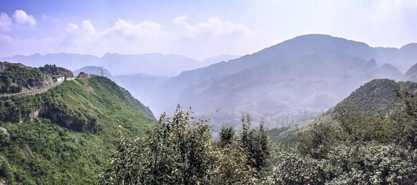 Scenic view of mountains against sky