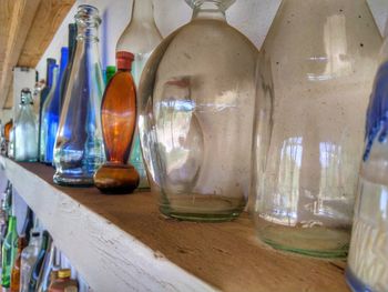 Close-up of glass jar on table