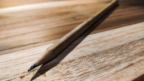High angle view of pencil on table