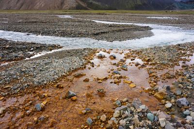 Surface level of water on beach