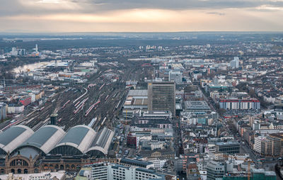 Panoramic view of the cityscape of the city of frankfurt the financial centre of germany europe