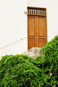 Closed door of building