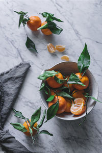 High angle view of fruits on table