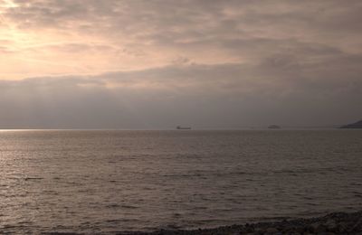 Scenic view of sea during sunset