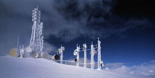 Radio and telecommunication aerials on top of skalafell mountain