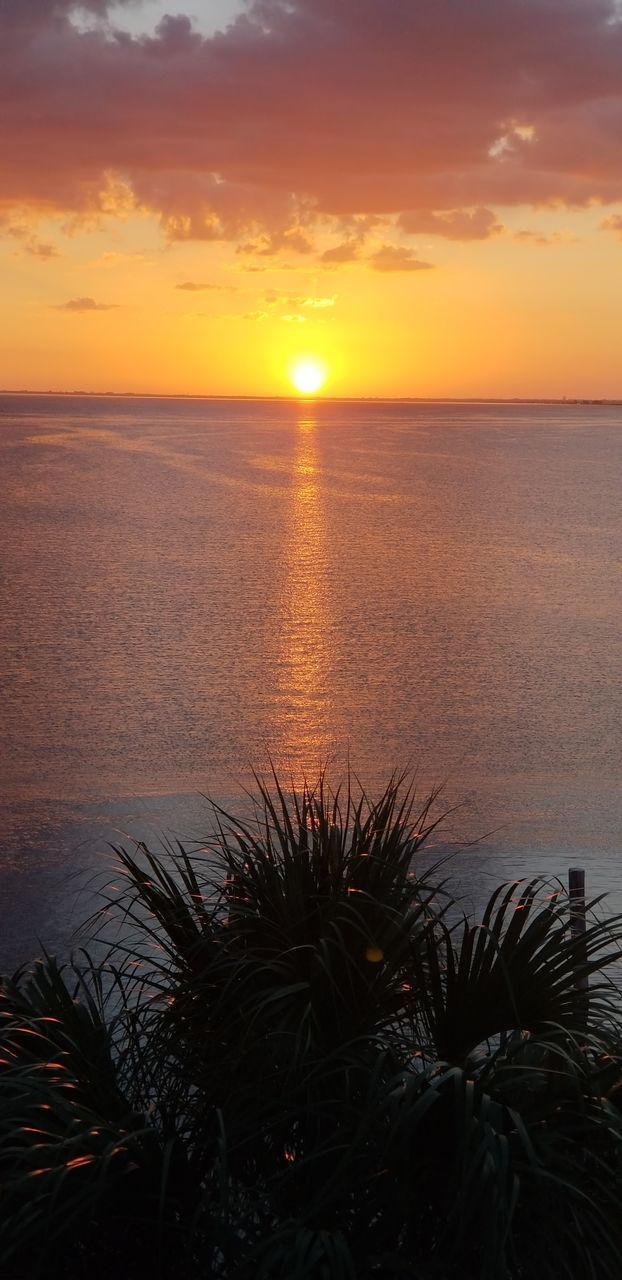 SCENIC VIEW OF SEA AT SUNSET