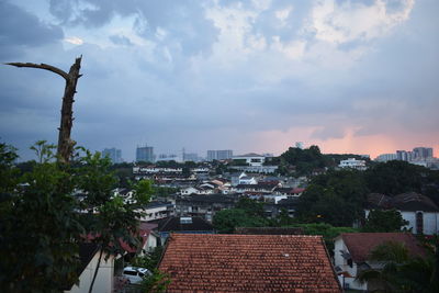 High angle view of townscape against sky