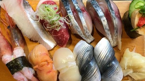 High angle view of fish on table