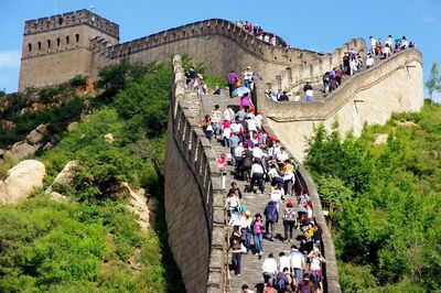 Tourists visiting great wall of china