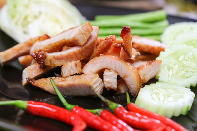 Close-up of seafood in plate