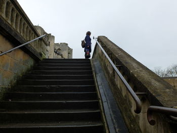 Low angle view of stairs against the sky