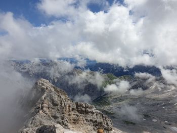 Scenic view of mountain range against sky