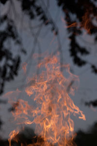 Close-up of fire against the sky