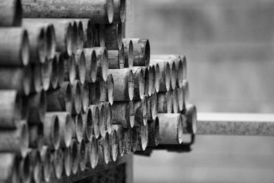 Close-up of pipe stack