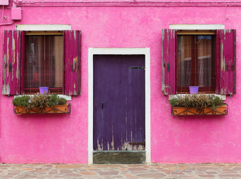 Closed door of building