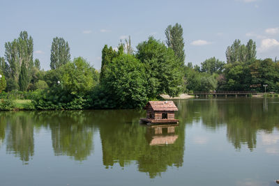 Scenic view of lake against sky