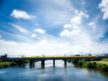 Bridge over river against sky