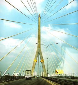 Suspension bridge against sky