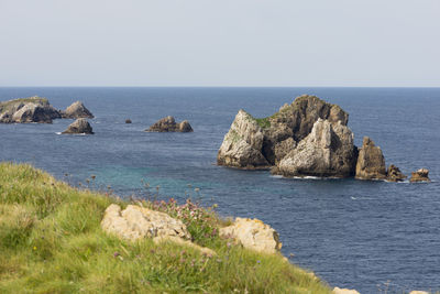 Scenic view of sea against clear sky