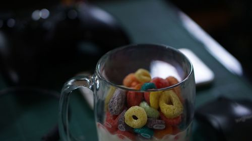 Close-up of fruits served in plate